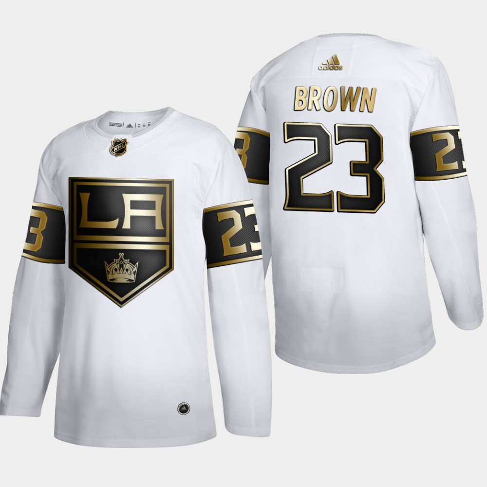 Los Angeles Kings 23 Dustin Brown Men Adidas White Golden Edition Limited Stitched NHL Jersey
